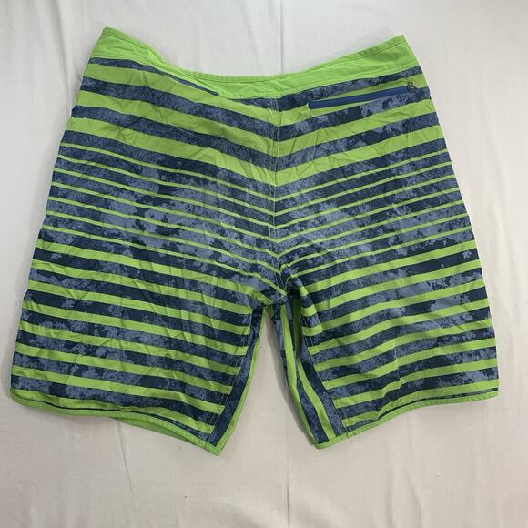 The North Face Board Shorts Striped Swim Trunks Green Blue Mens Size 40 - Picture 4 of 7